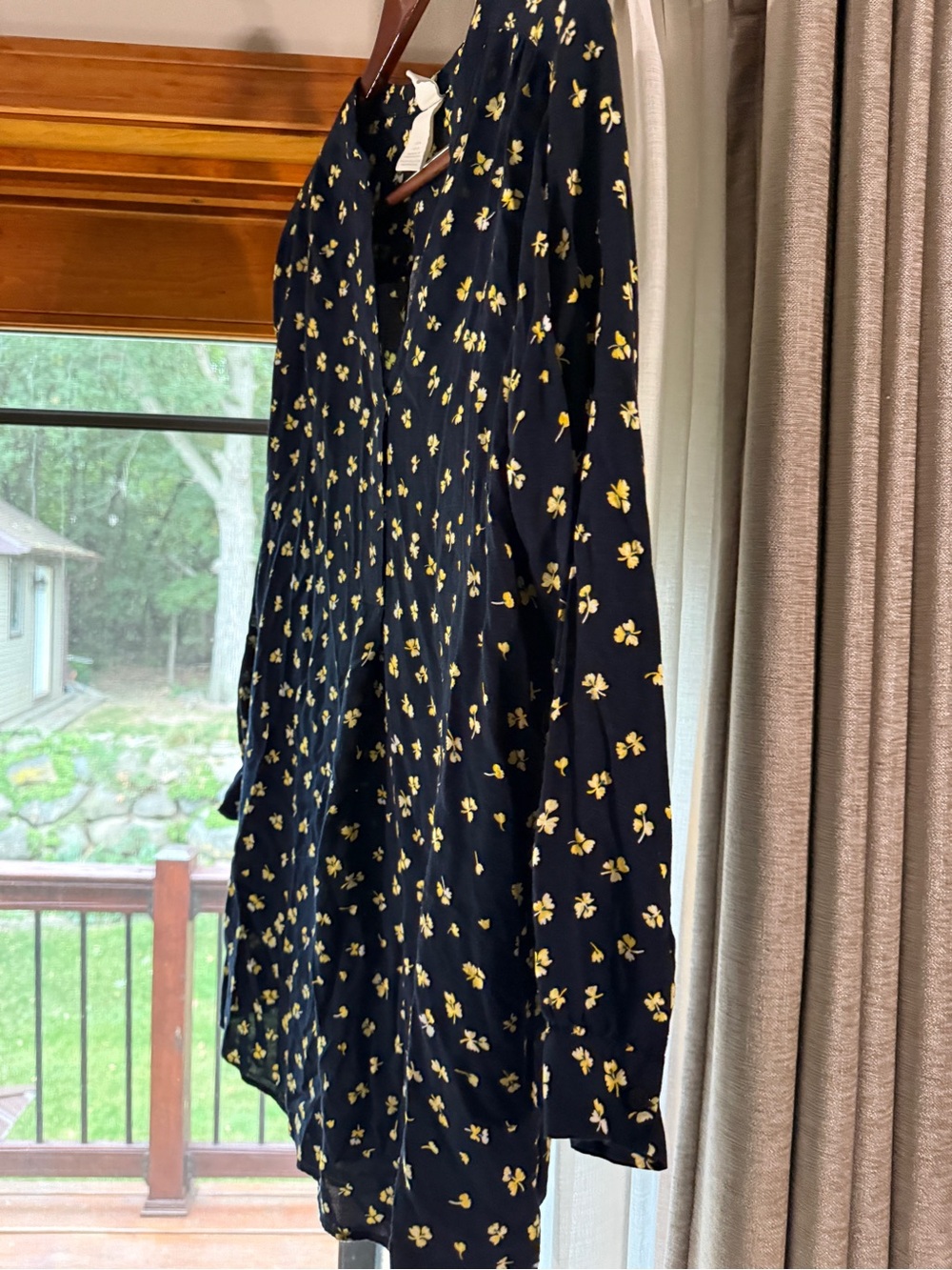 Women’s in Navy Dress with Yellow Floral Print